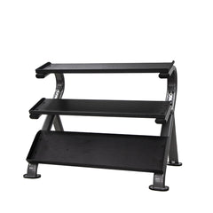 TKO 5-50lb Rubber Hex Straight Handle Dumbbells w/ 3 Tier Shelf Rack S890-SXRA10