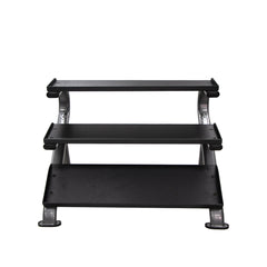 TKO 5-50lb Rubber Hex Straight Handle Dumbbells w/ 3 Tier Shelf Rack S890-SXRA10