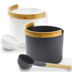 KOLO Sauna Set 2 Sauna Bucket with curved handle and Ladle, Bamboo/Aluminum, 1Gal
