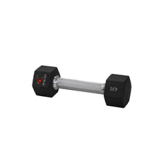 TKO 5-50lb Urethane Hex Tri-Grip Handle Dumbbells W/ 3 Tier Rail Rack S6230-TXUA10