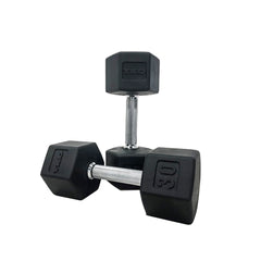 TKO 3-25lb Rubber Hex Straight Handle Dumbbells w/ 8Pr Rack S826-SXRL8