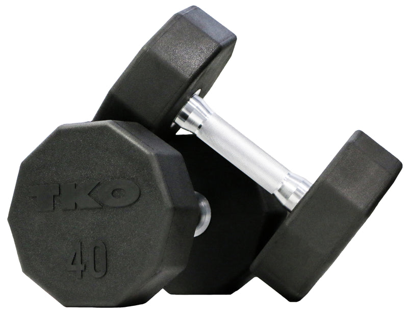 TKO 5-75 lb Ten Sided Pro Rubber Dumbbell Set 829TR-E15