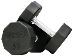 TKO 105-150 lb Ten Sided Pro Rubber Dumbbell Set 829TR-D10