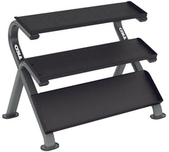 TKO 5-50lb Rubber Hex Straight Handle Dumbbells w/ 3 Tier Shelf Rack S890-SXRA10