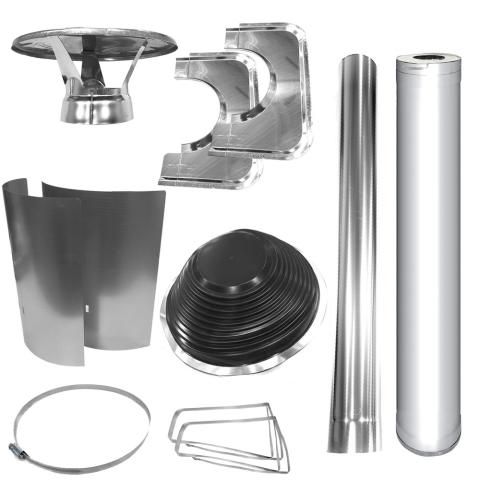 Harvia 1000500 Chimney & Assembly Kit, Barrel, Flat Roof, Stainless