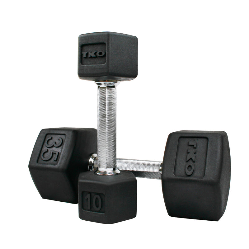 TKO 55-100 lb Rubber Hex DB Set, Tri-Grip 814TXR-B10