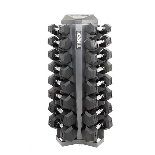 TKO 5-30lb Rubber Hex DB,Contour w/ 8pr rack S826-RXM8