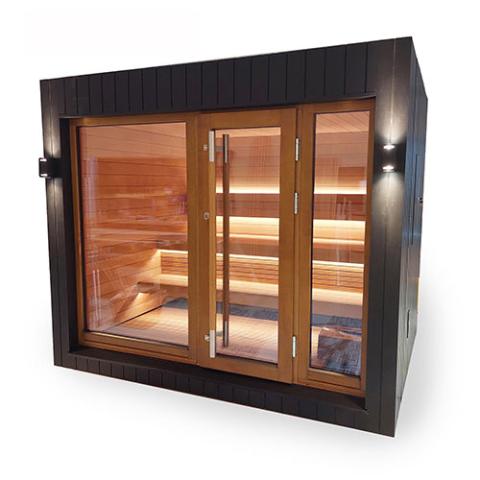 SaunaLife Model G7 Pre-Assembled Outdoor Home Sauna Garden-Series, Up to 6 Persons
