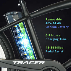 TRACER OMEGA 26" Beach Cruiser Electric bike for Men EB-OMEGA-M-BL/ BK